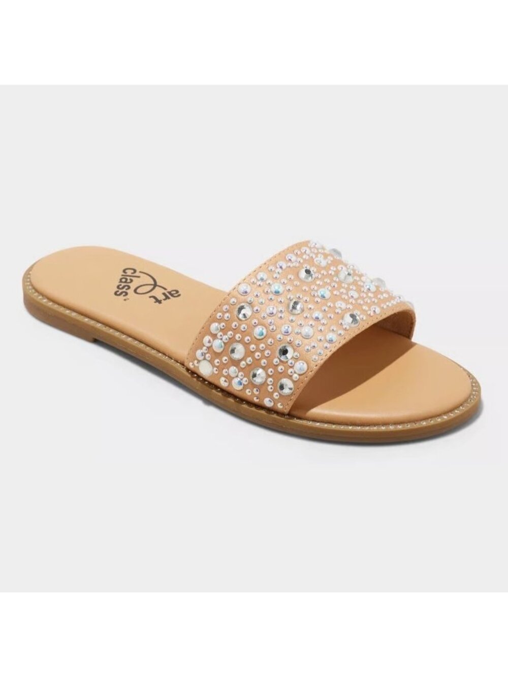 NEW art class Kids' Heather Embellished Slide Sandals - Tan - Size 13